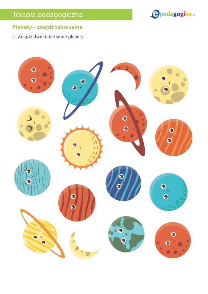 Planety - znajdź takie same