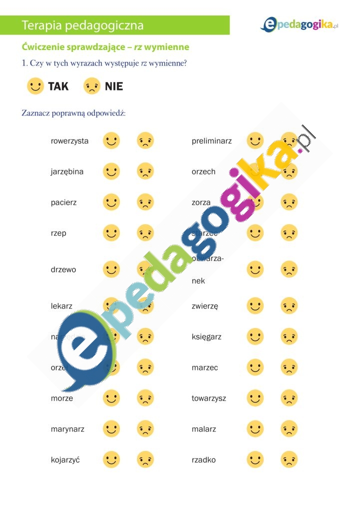 Ćwiczenie sprawdzające – rz wymienne-1