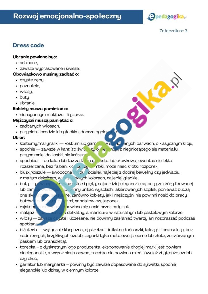 Zalacznik nr 3. Dress code