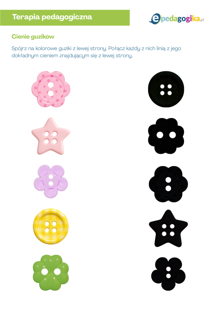 Guzikowe łamigłówki. Pakiet kart pracy rozwijających spostrzegawczość i umiejętności poznawcze”