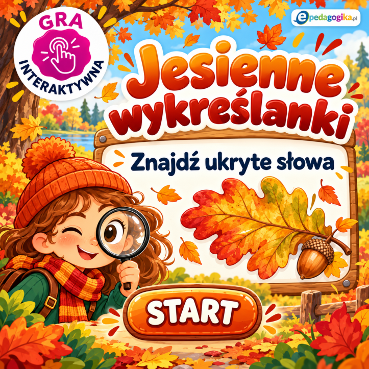 Jesienne słowa – interaktywna wykreślanka