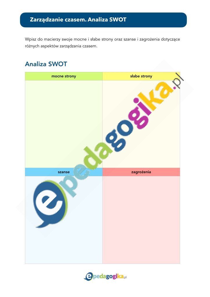 Instrukcja i karty pracy. Zarządzanie czasem. Refleksja nad czasem-kopia-4