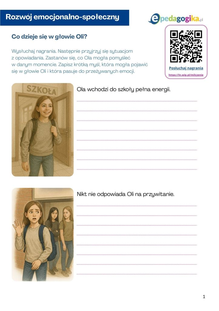 Zabawa w milczenie. Jak reagować na przemoc rówieśniczą? Przemoc Karty pracy z nagraniem audio