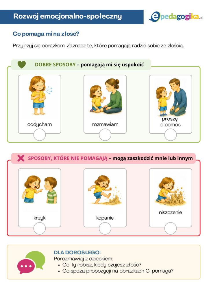 Lilka i chmurka złości – letni pakiet kart pracy o emocjach