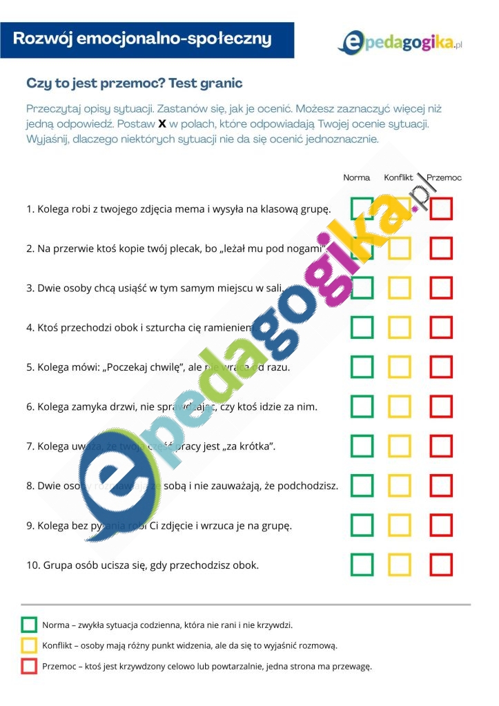   Zabawa w milczenie. Jak reagować na przemoc rówieśniczą? Przemoc Karty pracy z nagraniem audio