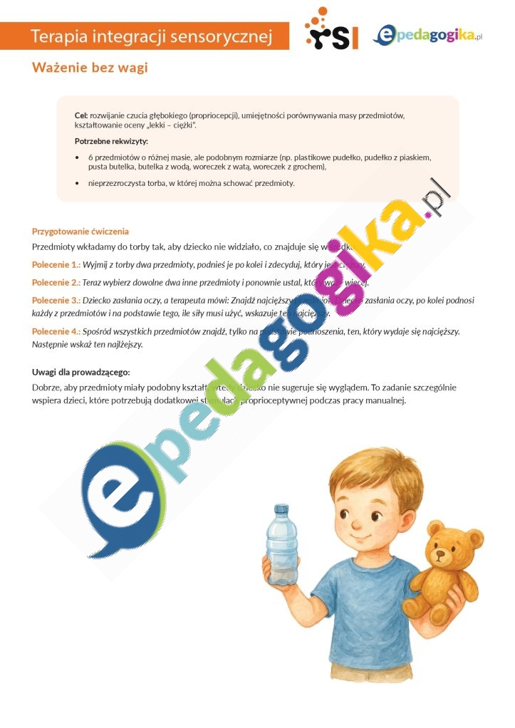   Lekki czy ciężki? Pakiet ćwiczeń rozwijających czucie głębokie