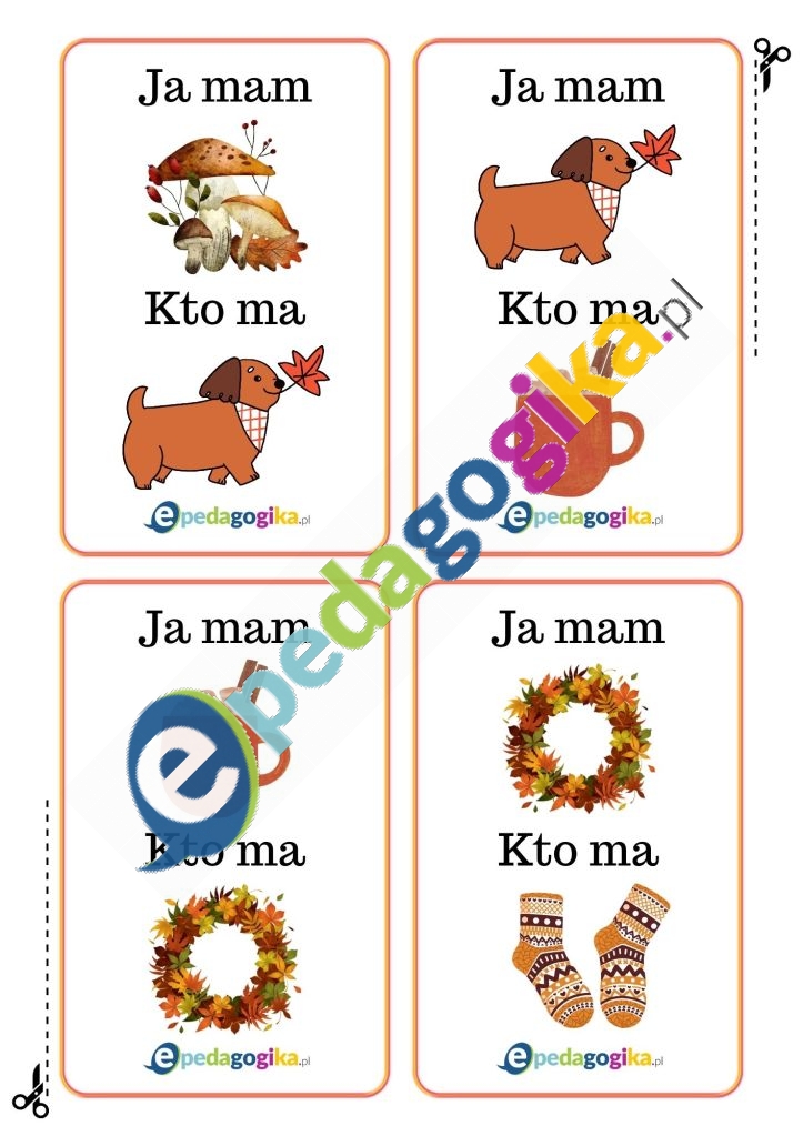   Ja mam... Kto ma...? Za oknem jesień. Karciana gra edukacyjna