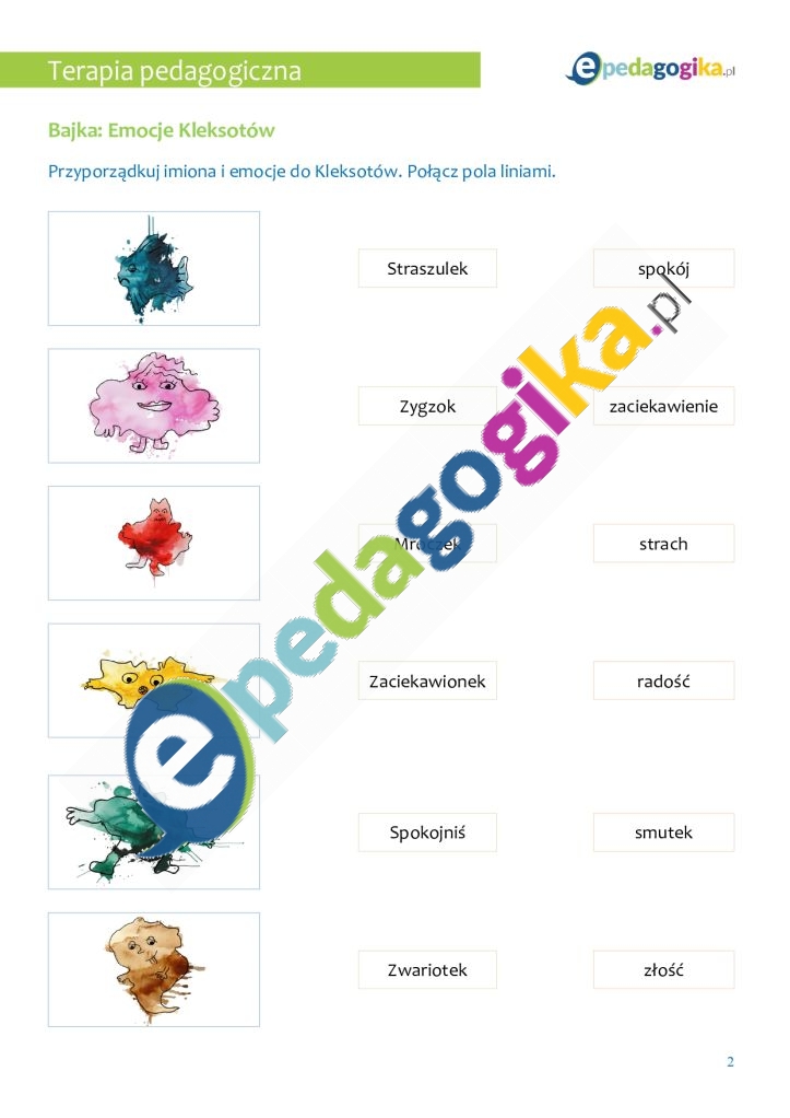   Świat kleksotów – emocje i wyobraźnia. Zestaw kart pracy ukierunkowanych na rozwijanie wyobraźni