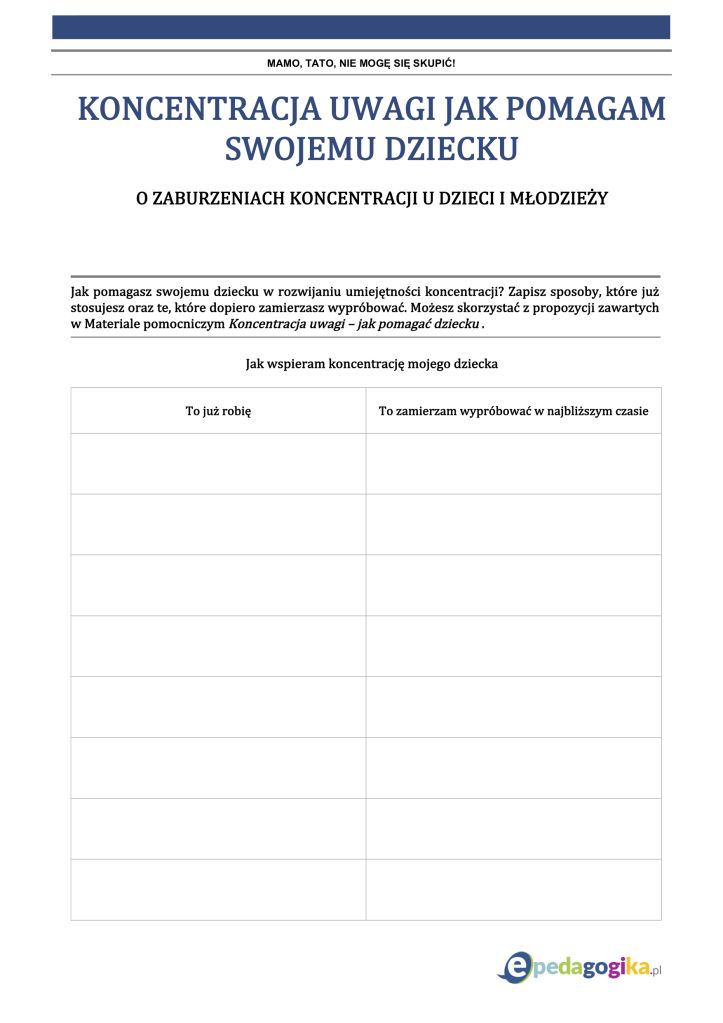 Mamo, tato, nie mogę się skupić – o zaburzeniach koncentracji u dzieci i młodzieży