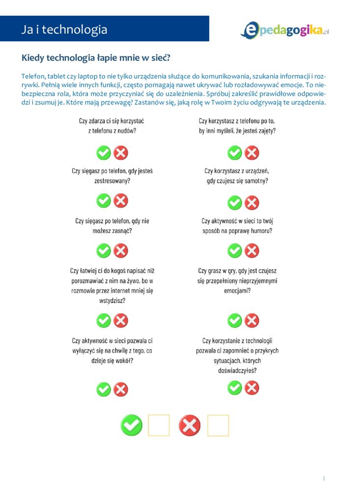 Ja i technologia. Scenariusz psychoedukacyjny wspierający zdrowe nawyki korzystania z technologii dla uczniów