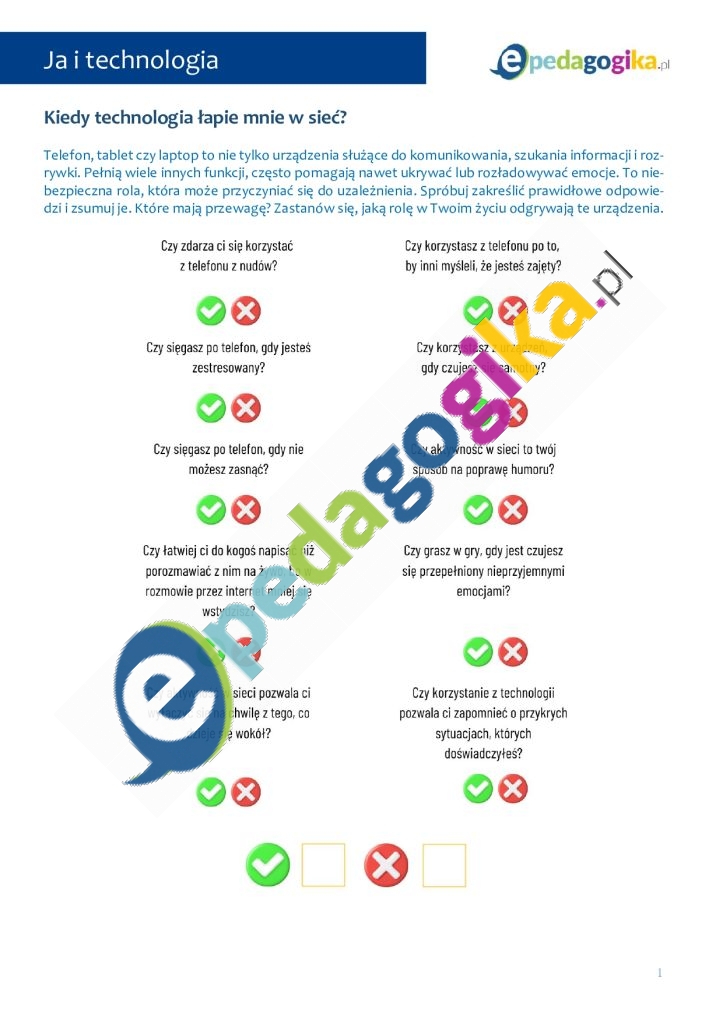   Ja i technologia. Scenariusz psychoedukacyjny wspierający zdrowe nawyki korzystania z technologii dla uczniów