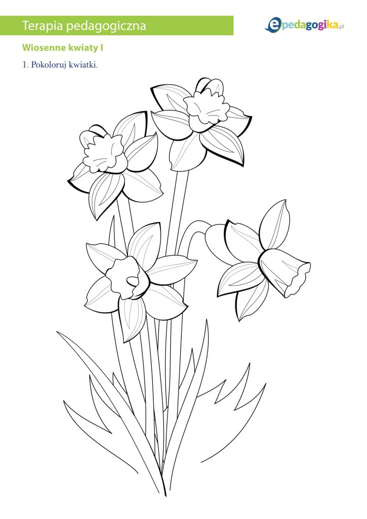 Wiosenne kwiaty - kolorowanka
