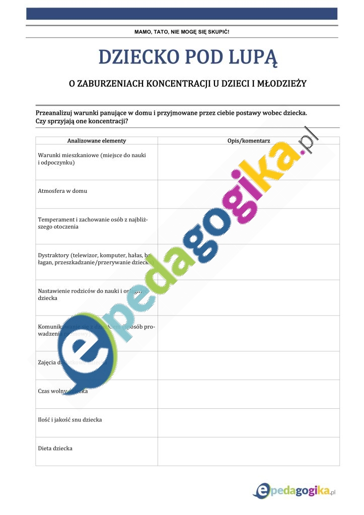 Karta pracy Dziecko pod lupą