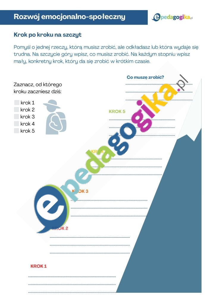 Krok po kroku na szczyt. Już nie mam siły… i co dalej? Karty pracy na spadek motywacji i zmęczenie szkolne