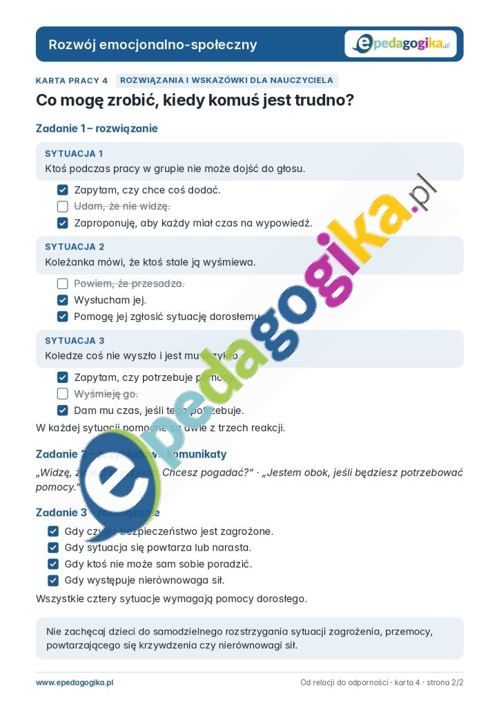 Od relacji do odporności – 6 kart pracy o relacjach w klasie