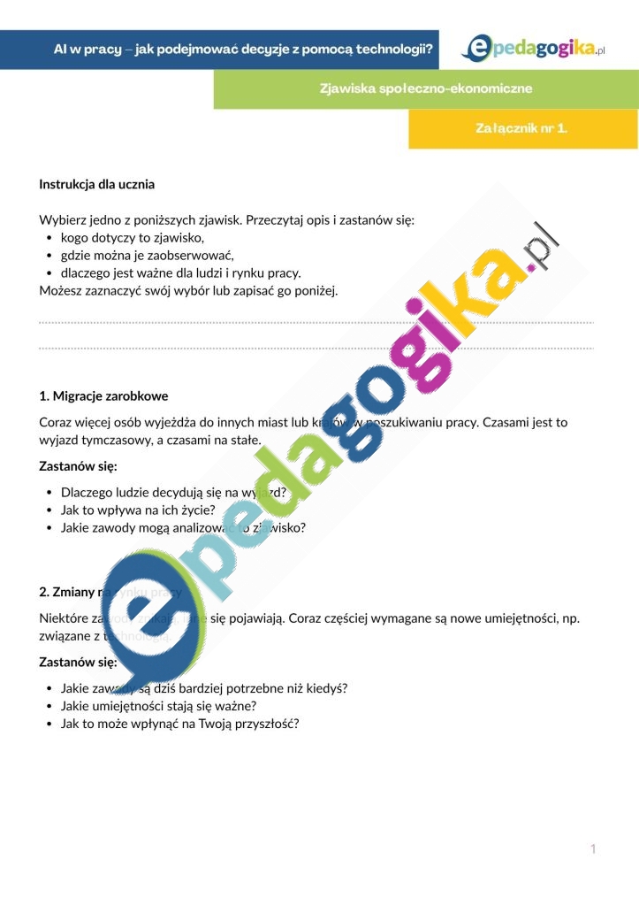Zalacznik nr 1. Zjawiska społeczno-ekonomiczne