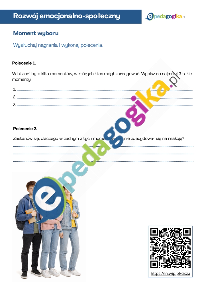 Moment wyboru. Cisza między ławkami – świadkowie przemocy i ich wybory. Karty pracy z nagraniem audio