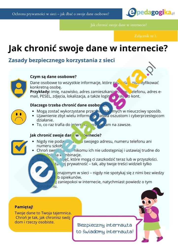   Ochrona prywatności w sieci – jak dbać o bezpieczeństwo danych osobowych? Scenariusz lekcji na godzinę wychowawczą w szkole podstawowej