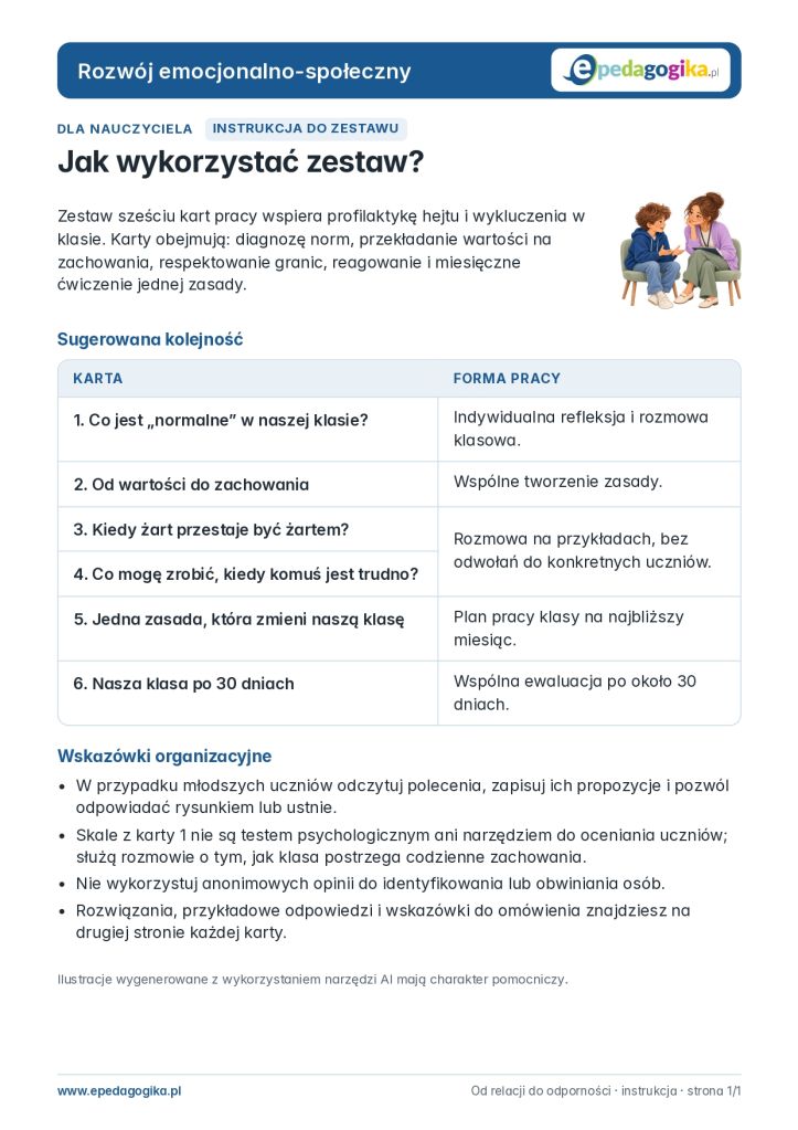 Od relacji do odporności – 6 kart pracy o relacjach w klasie