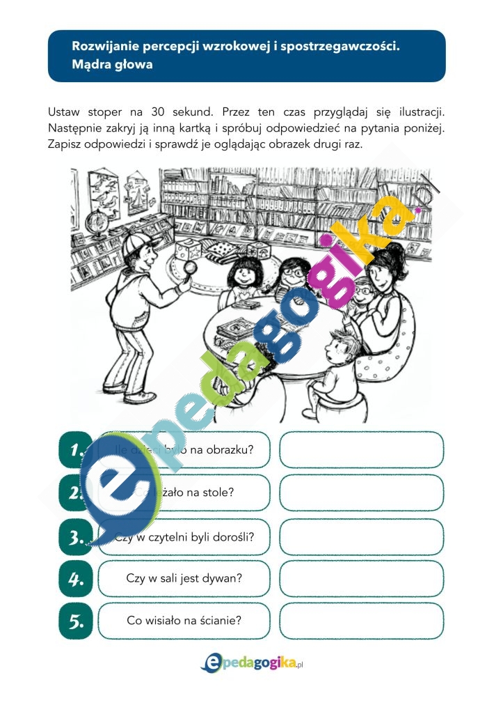 Rozwijanie percepcji wzrokowej i spostrzegawczości. Mądra głowa-1