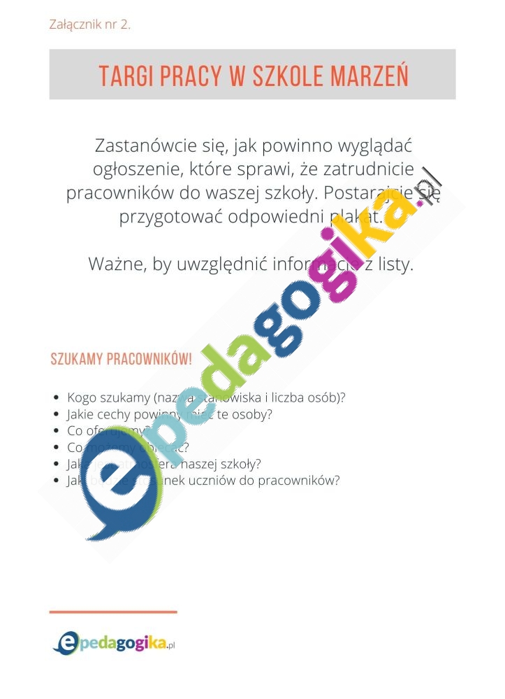 O szacunku dla pracy – to miejsce tworzymy wszyscy. Scenariusz profilaktyczny dla klas IV – VI