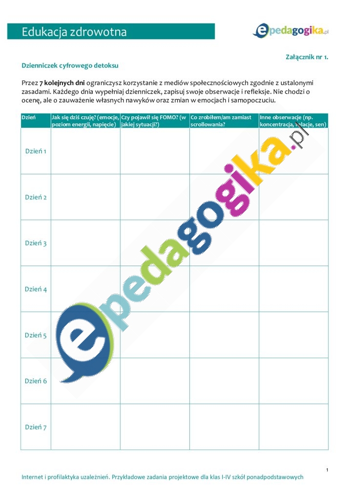   Przeciążenie informacyjne, FOMO i JOMO – kompetencje cyfrowe dla dobrostanu. Proponowane zadania projektowe dla klas I–IV szkół ponadpodstawowych