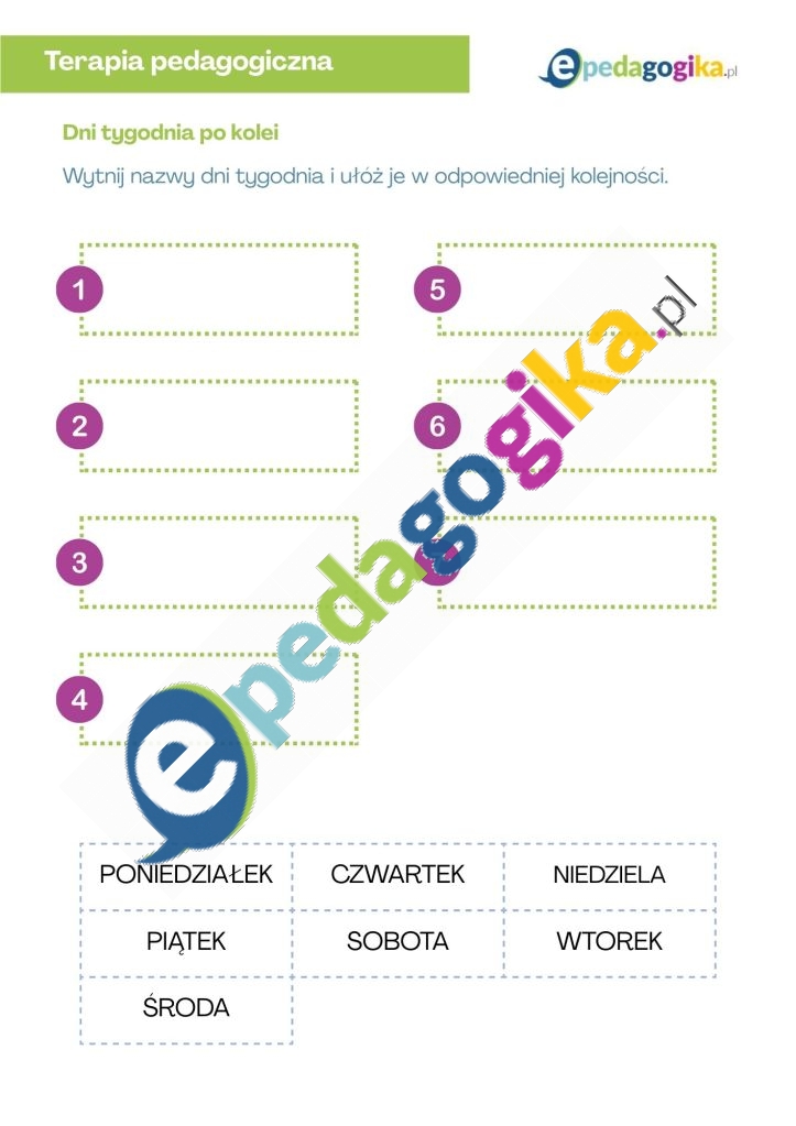 Dni tygodnia po kolei