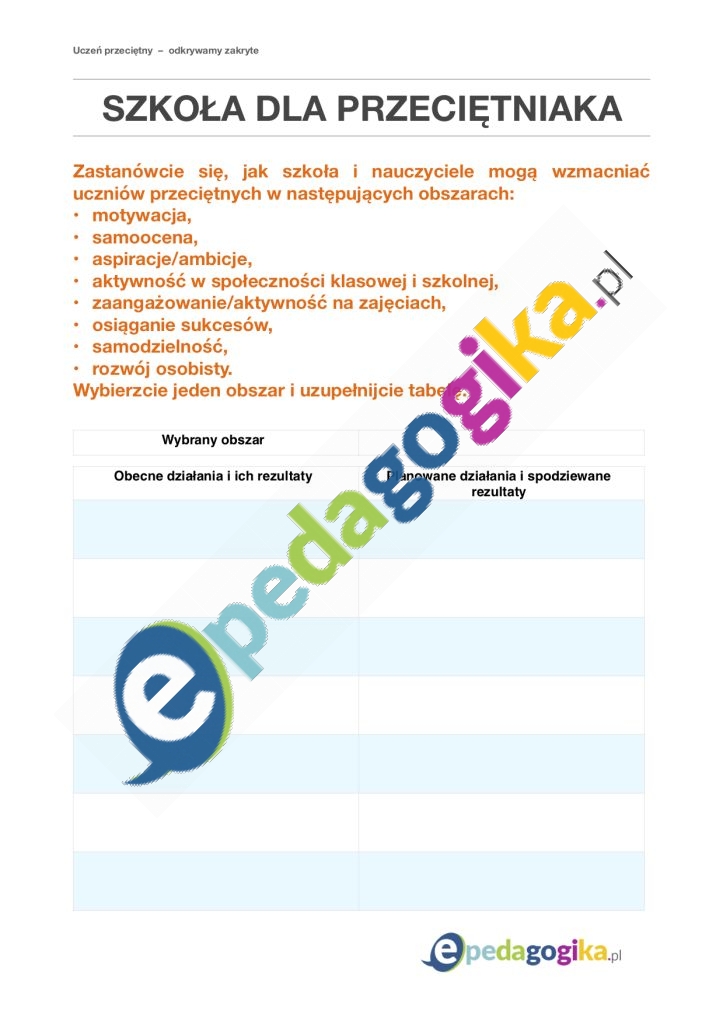 Karta pracy nr 3. Szkoła dla przeciętniaka