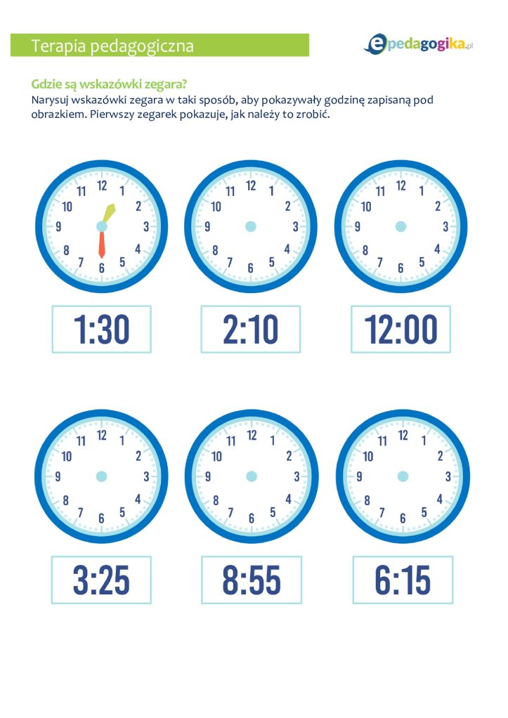 Nauka zegara i rozpoznawanie pór dnia. Karty pracy dla uczniów
