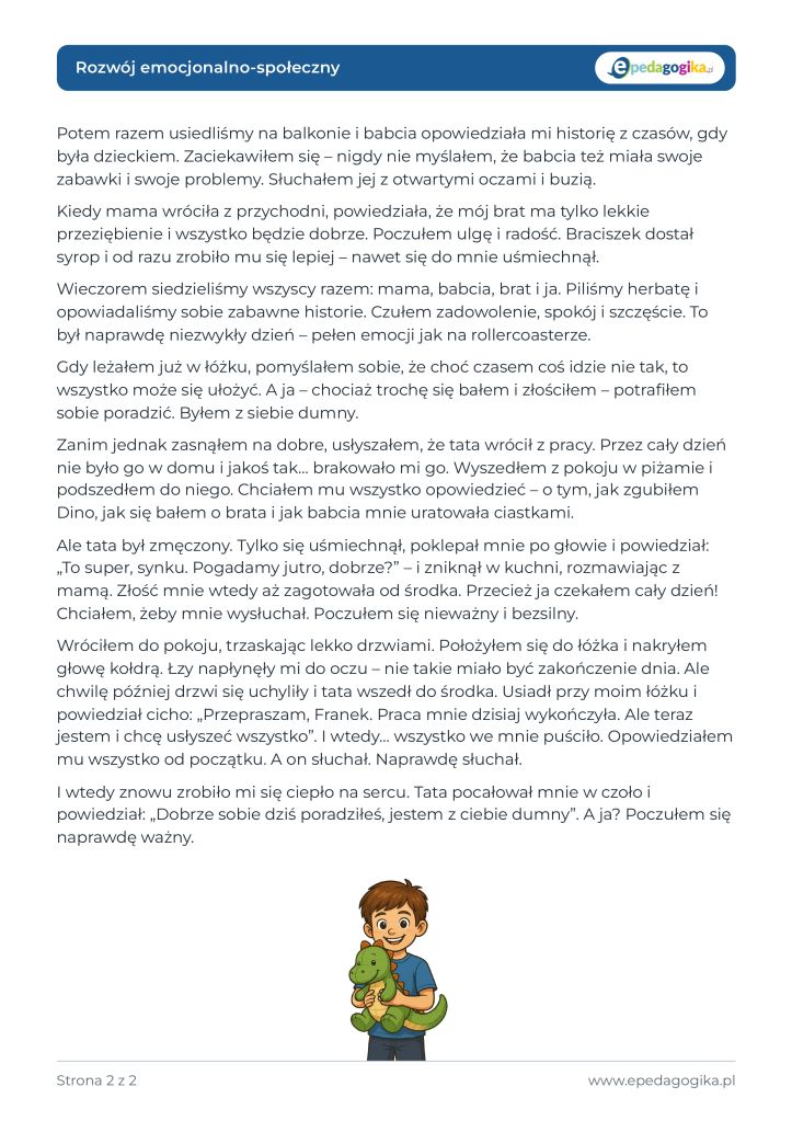 Jeden dzień, wiele emocji. Emocjonalny rollercoaster Franka – pakiet kart pracy z opowiadaniem