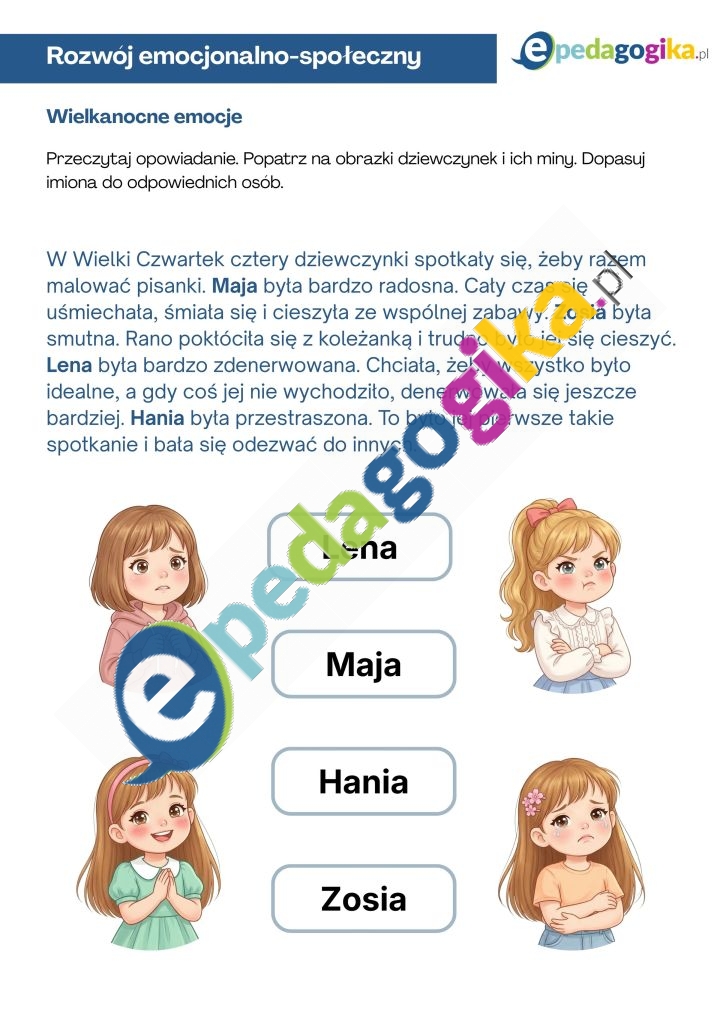 Wielkanocne emocje. Wielkanocne emocje. Karty pracy rozwijające kompetencje emocjonalno-społeczne