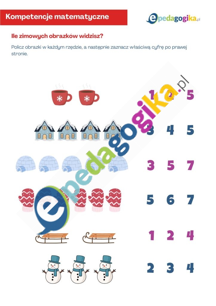   Zadania matematyczne na zimowe dni