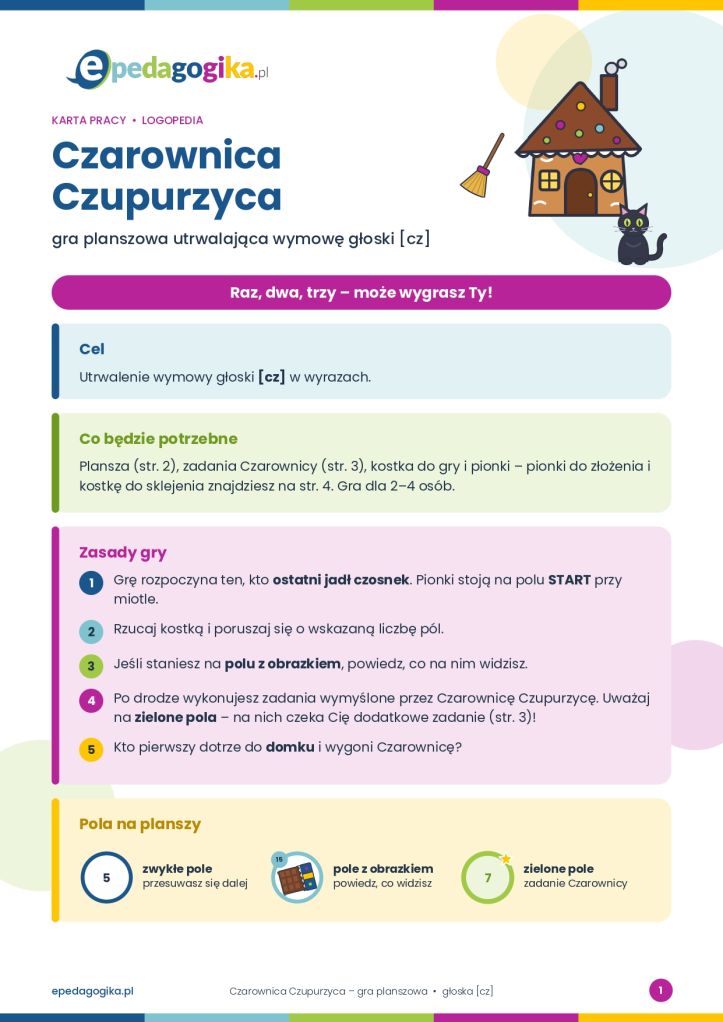 Czarownica Czupurzyca – gra planszowa utrwalająca głoskę [cz]