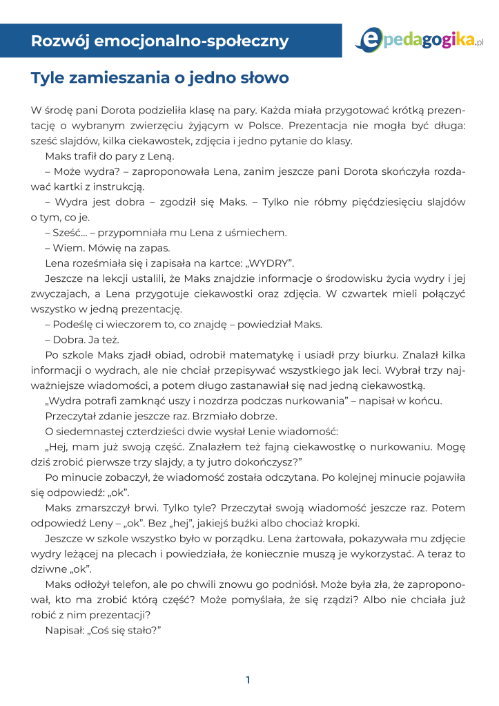 Zanim wyciągniesz wnioski – opowiadanie z nagraniem audio i karty pracy