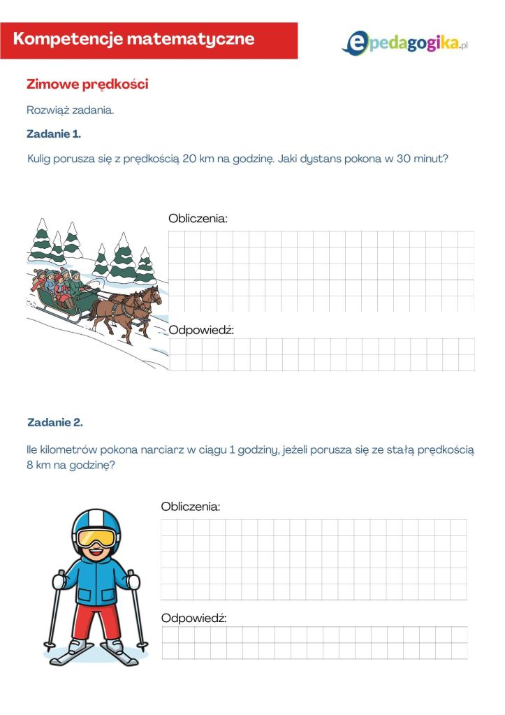 Zadania matematyczne na zimowe dni