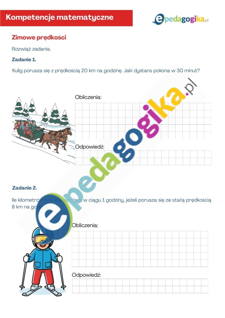   Zadania matematyczne na zimowe dni