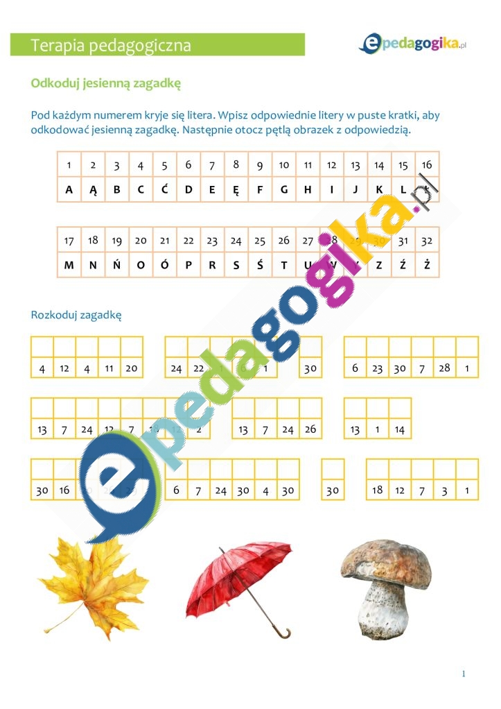   Jesienny pakiet edukacyjno-terapeutyczny „Skarby jesieni”
