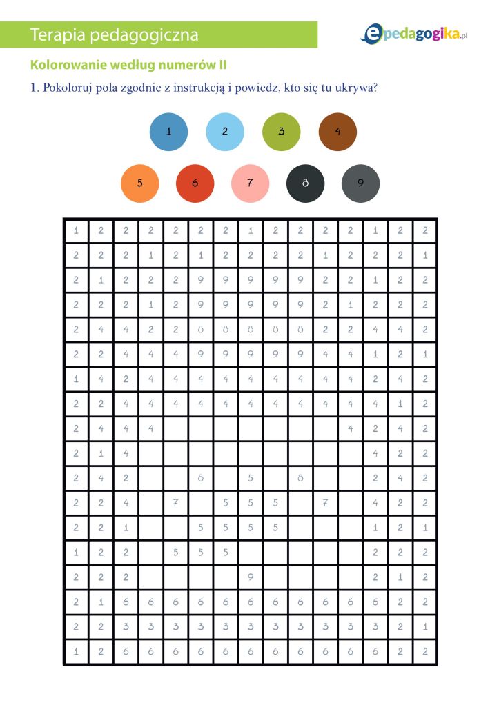 Kolorowanie według numerów II