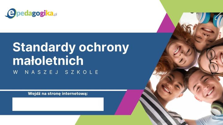 Plakaty informujące o tym, jak można zapoznać się ze standardami ochrony małoletnich