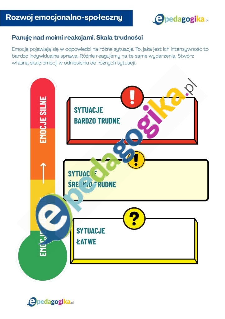 Panuję nad moimi reakcjami. Skala trudności