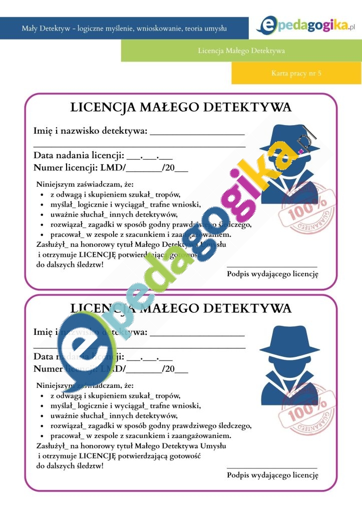 14   Mały Detektyw – zajęcia o logicznym myśleniu, wnioskowaniu i rozumieniu przyczynowo-skutkowym w formie zabawy detektywistycznej