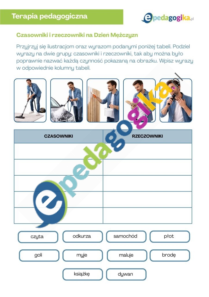 Czasowniki i rzeczowniki na Dzień Mężczyzn