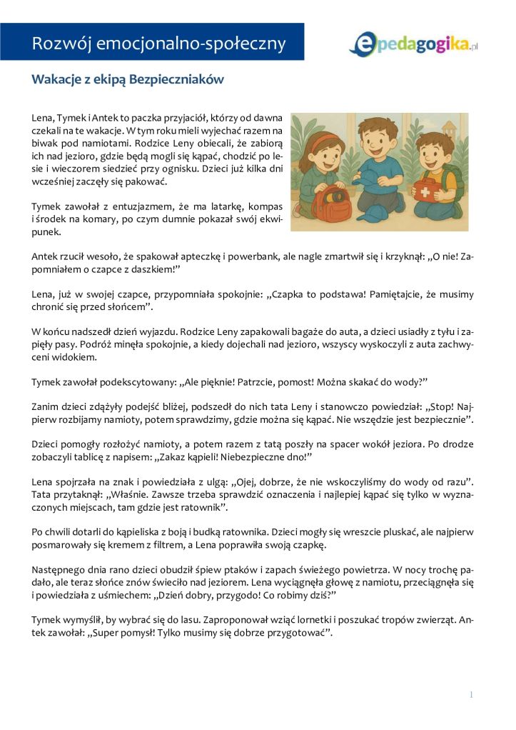 Wakacje z Ekipą Bezpieczniaków. Uczymy się odpowiedzialności