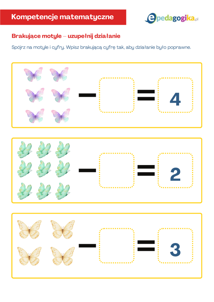 Matematyka z motylami – dodawanie i odejmowanie na Dzień Motyla