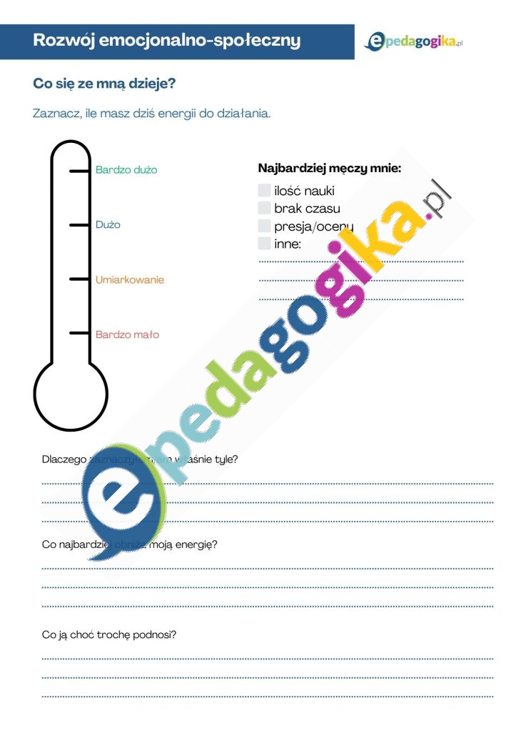Co się ze mną dzieje. Już nie mam siły… i co dalej? Karty pracy na spadek motywacji i zmęczenie szkolne