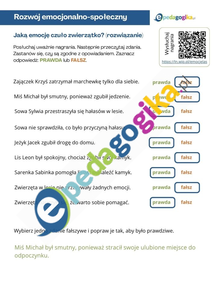 Co wydarzyło się w lesie Prawda czy fałsz