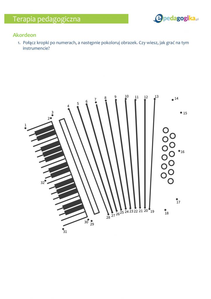 Połącz kropki po numerach – instrumenty muzyczne
