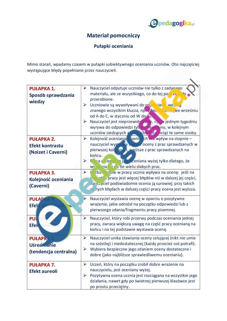 Materiał pomocniczy Pułapki oceniania1