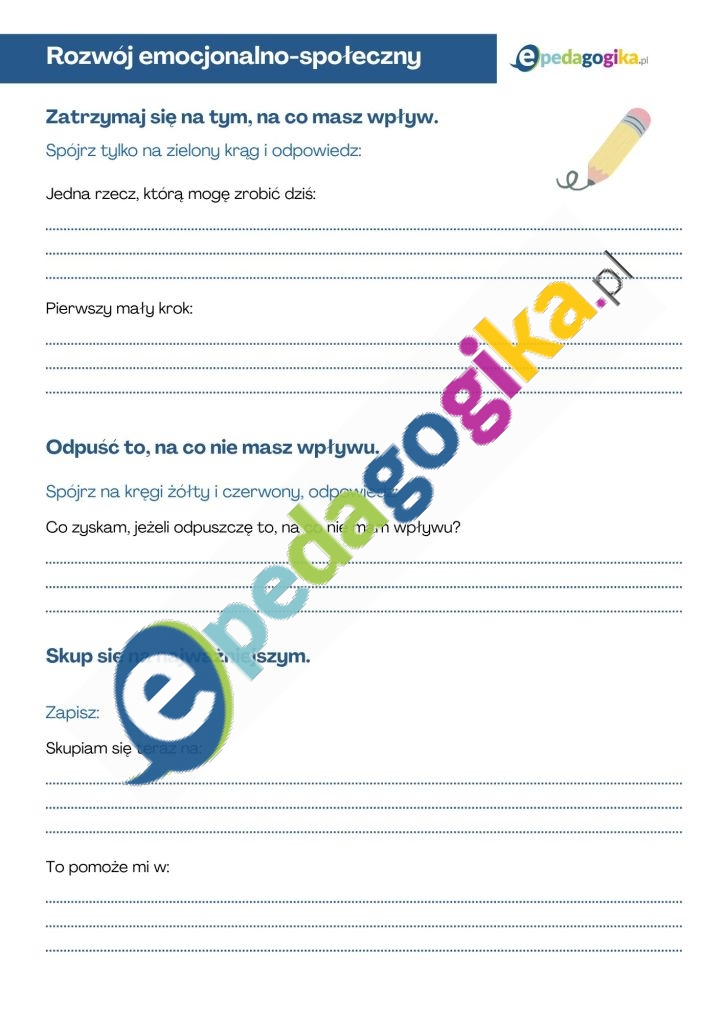 Na co mam wpływ – i co z tym zrobię (2). Już nie mam siły… i co dalej? Karty pracy na spadek motywacji i zmęczenie szkolne