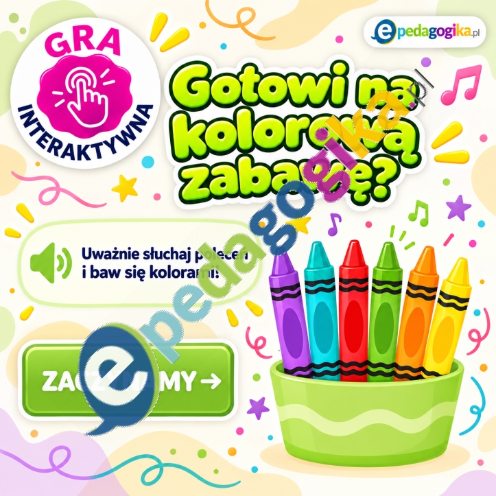 Interaktywna zabawa z sześcioma kredkami